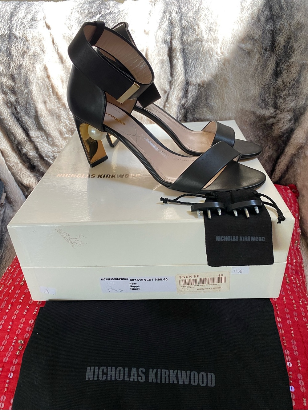 Nicholas Kirkwood Nappa Leather Pearl Gold Sandals Made in Italy 🇮🇹